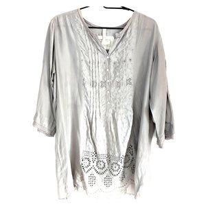 Johnny Was embroidered silk tunic.